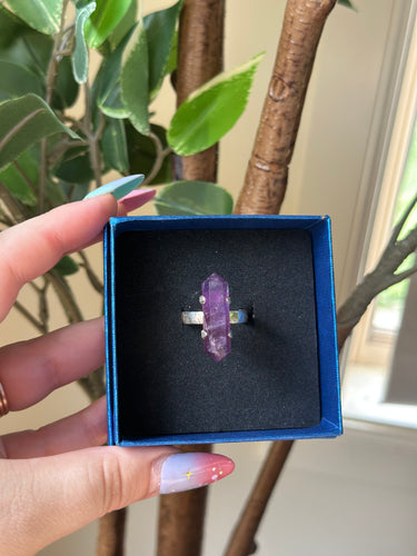 S925 Amethyst DT Point Ring