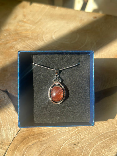 S925 Red Rutile Pendant
