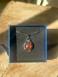 S925 Red Rutile Pendant