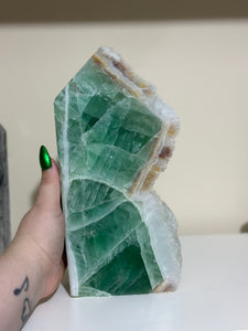 Fluorite Tower With Druzy Quartz Edge