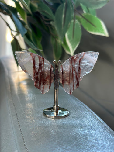 Mini Butterfly On Stand - Fire Quartz